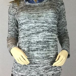 Light grey colour Women’s two in one design top-sweater denim shirt collar